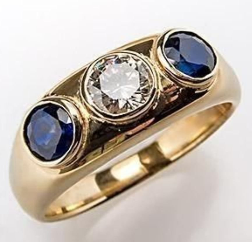 Statement Cocktail Ring - ORZTOON Creative Gold Color Inlay Blue