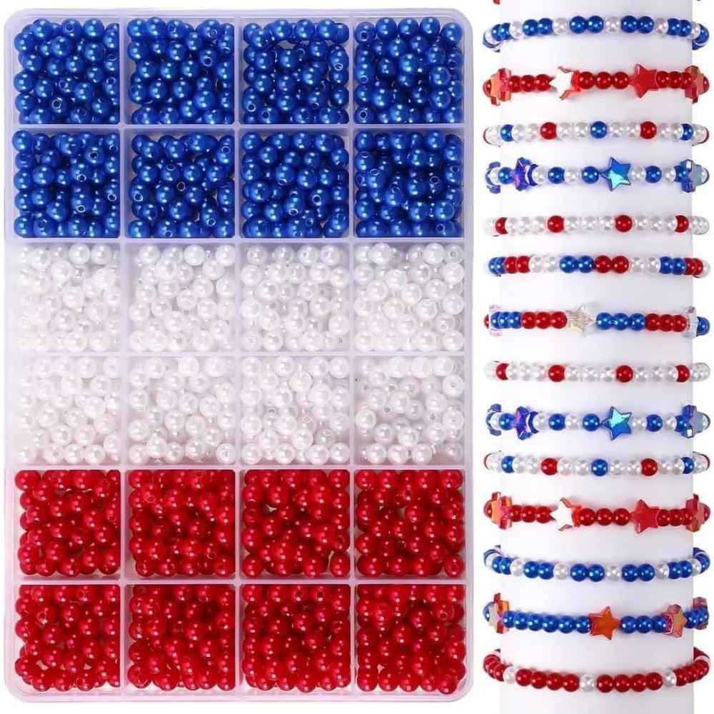 Fine Jewelry & Watches Photos - 1205pcs 6mm， Red, white, and blue