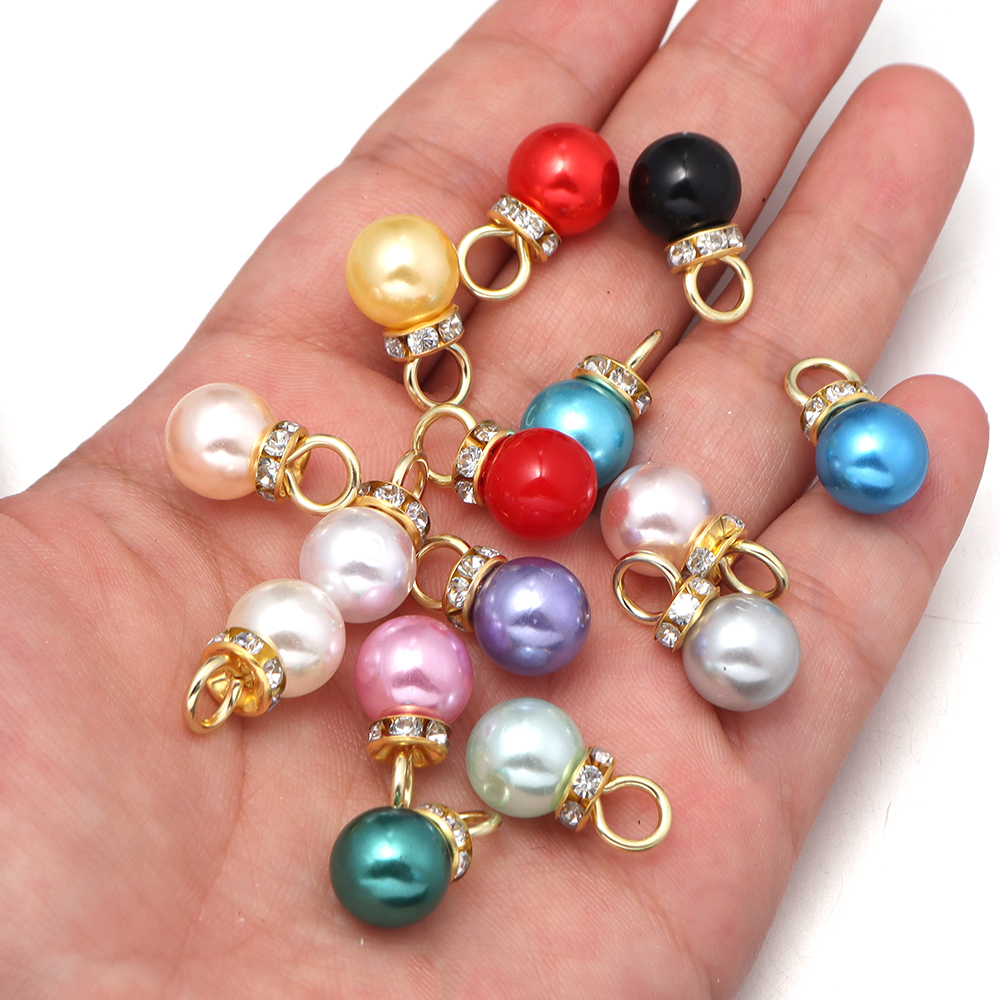 Pearl Stud Earrings - 30pcs Inlaid Rhinestone Imitation Pearl Beads