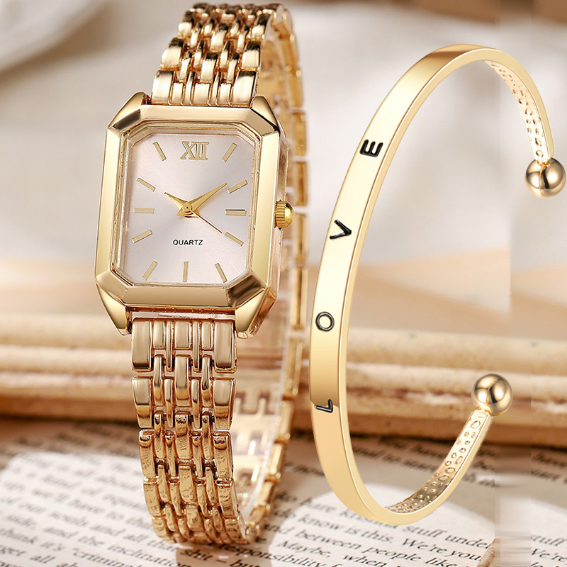 Jewelry Watches Gold - 2PCS/set Luxury Women's Quartz Watch with