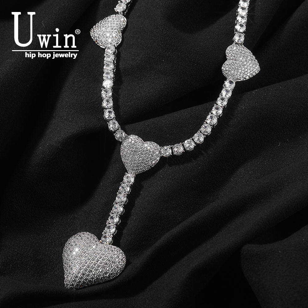 Tennis Bracelet Cubic - Uwin 4 Heart Necklace Drip Necklaces