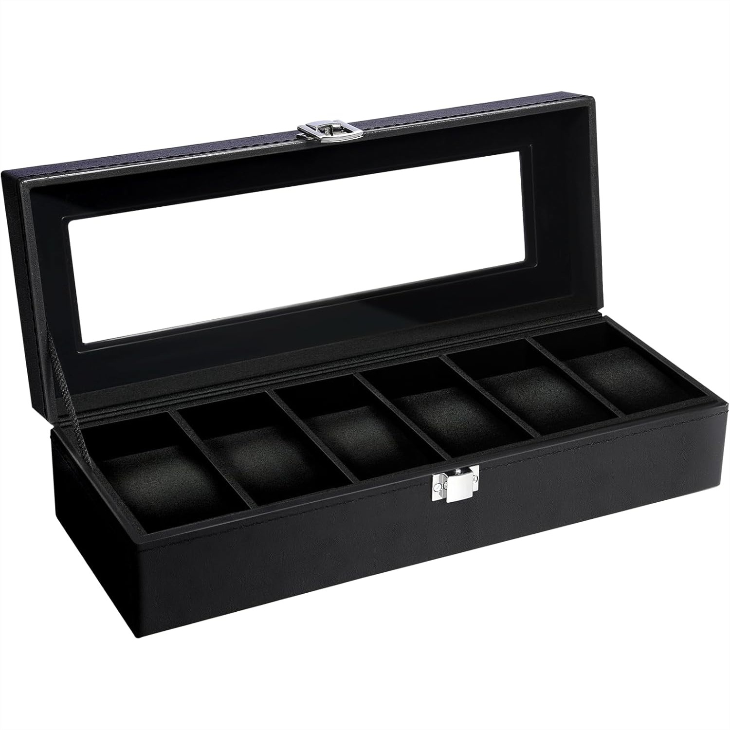 Jewelry And Watches Box - 6 Slot Watch Box with Glass