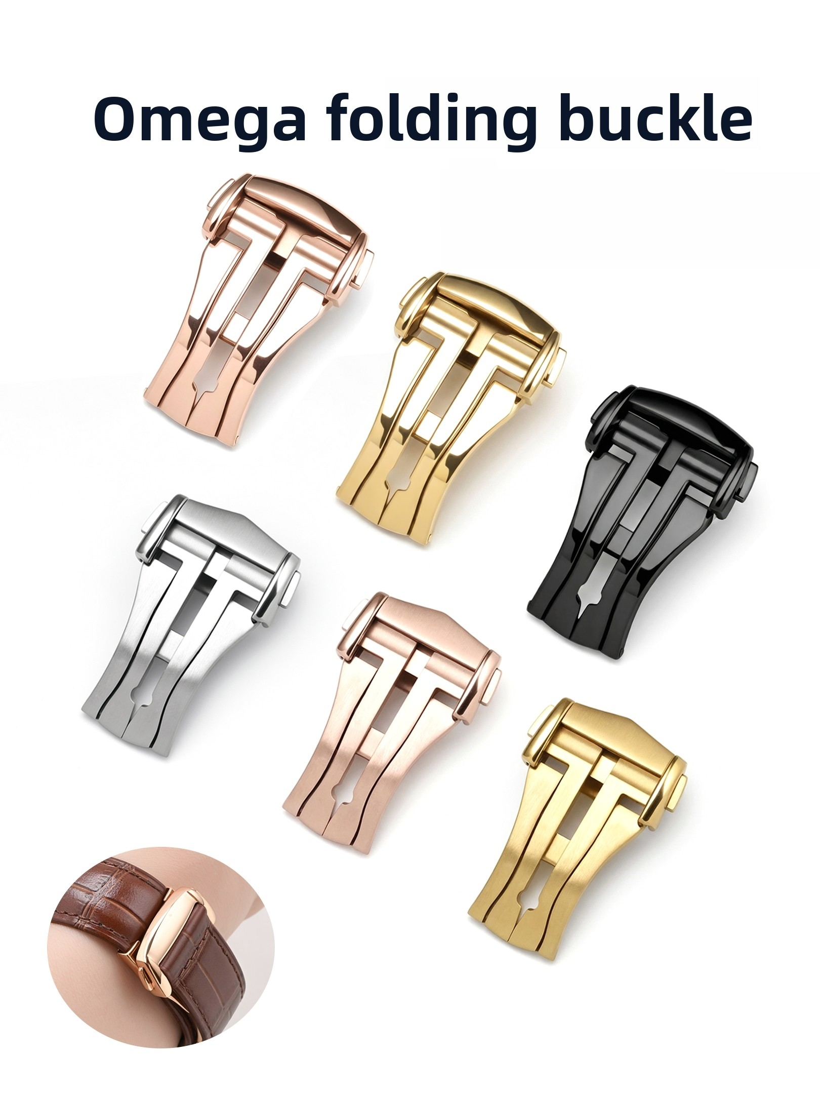 Watch Strap Replacement - For Omega Deployment Clasp Leather Rubber