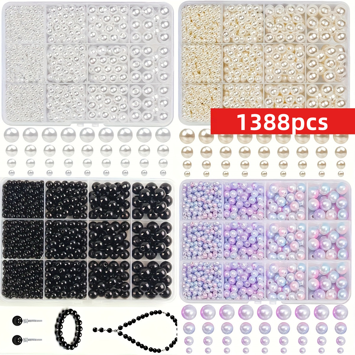 Fine Jewelry & Watches Photos - 1388pcs 4/6/8/10mm Black, white, and blue