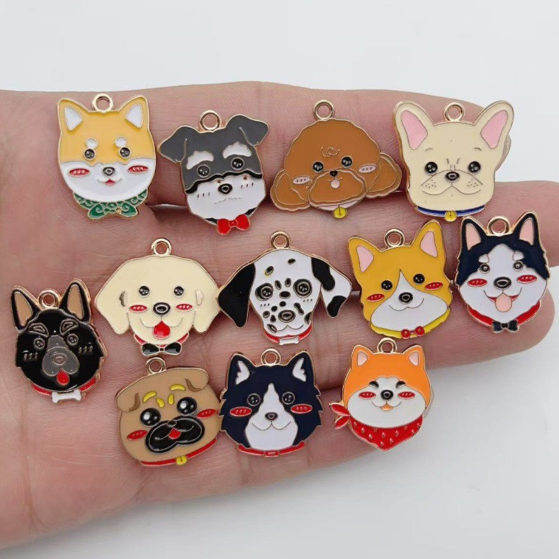 Jewelry & Watches Spółka Z Ograniczoną Odpowiedzialnością - 12pcs cartoon pet spotted dog alloy