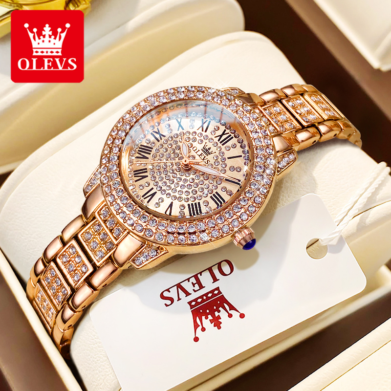 Jewelry Watches Gold - OLEVS 9943 Luxury All Diamond Original