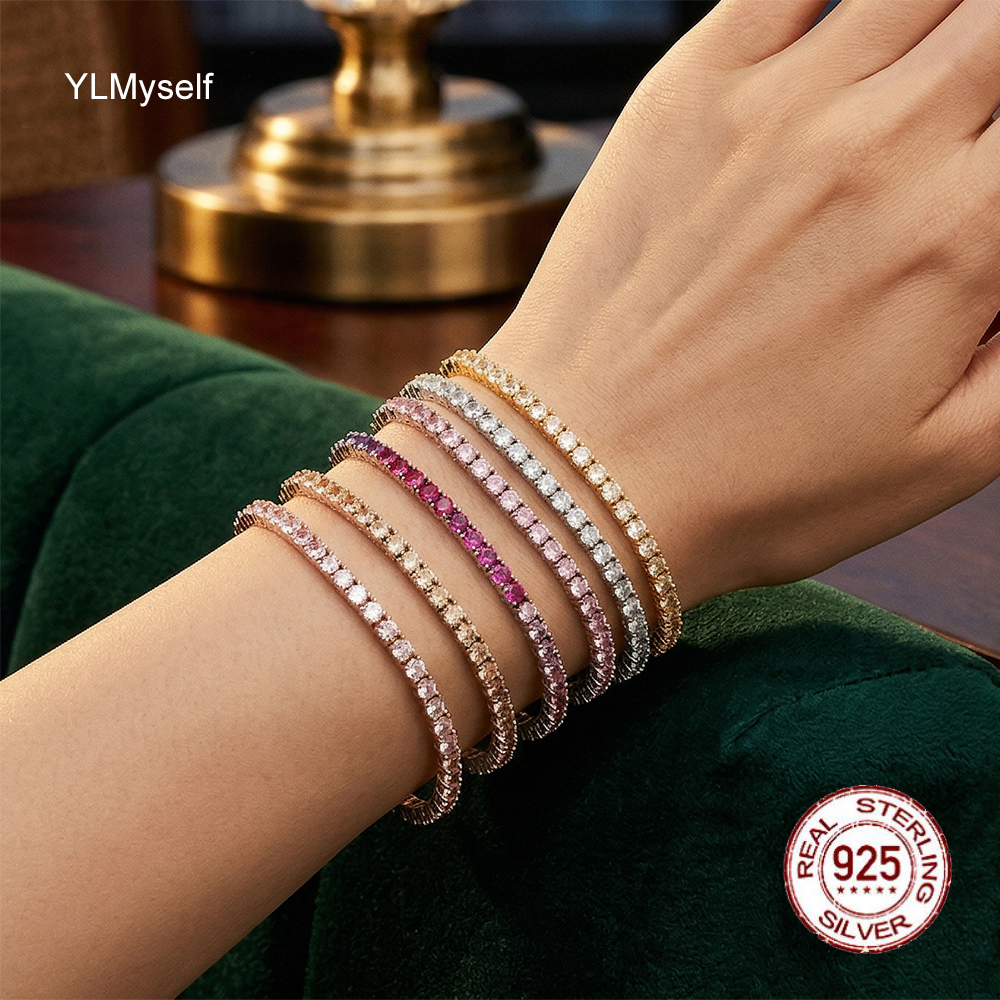Solid Silver Fine Jewelry Chai - Tennis Bracelet Cubic บทวิจารณ์และราคา