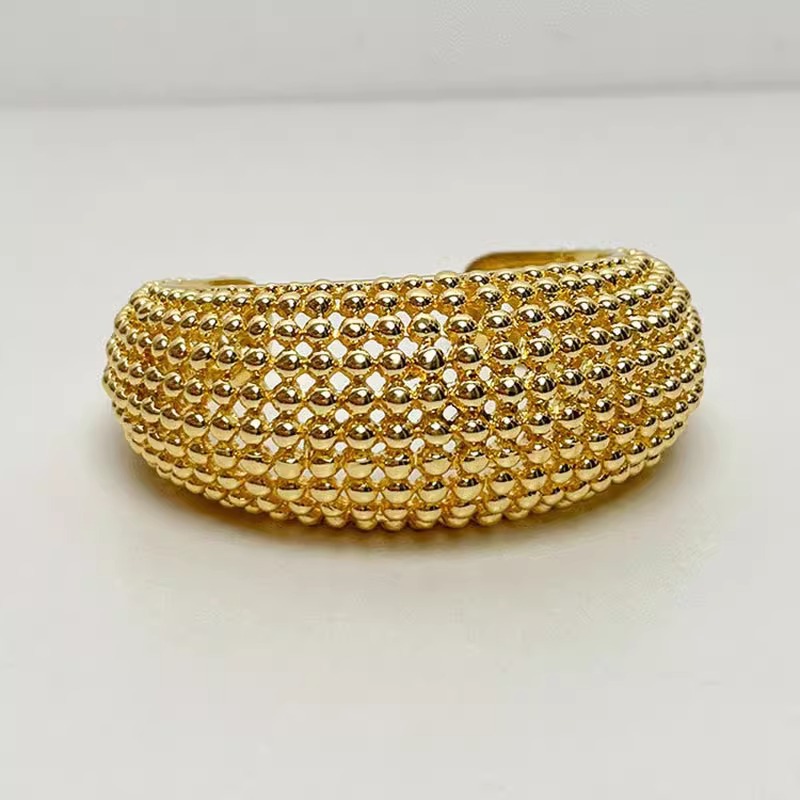 Luxury Bead Texture Open Cuff  - Minimalist Ring Stackable บทวิจารณ์และราคา