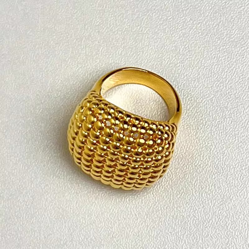 Luxury Bead Texture Open Cuff  - Minimalist Ring Stackable บทวิจารณ์และราคา