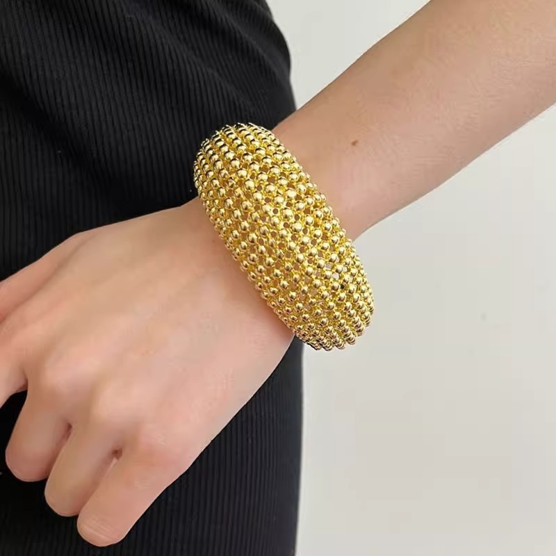 Luxury Bead Texture Open Cuff  - Minimalist Ring Stackable บทวิจารณ์และราคา