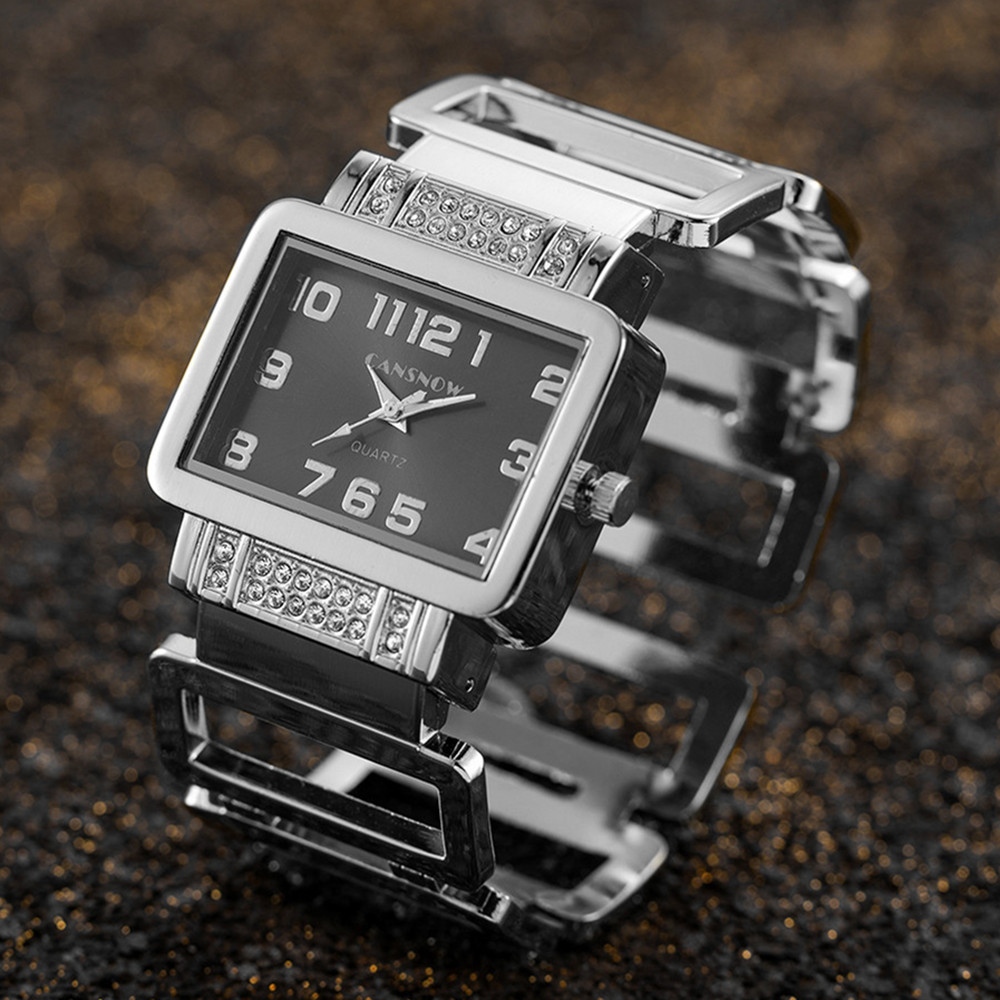 Cansnow Rectangle Ladies Wrist - Jewelry Watches Gold บทวิจารณ์และราคา