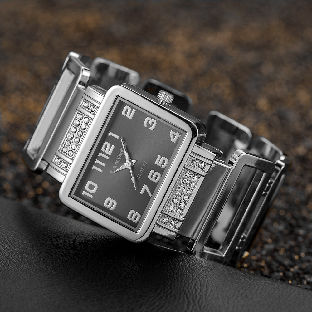 Cansnow Rectangle Ladies Wrist - Jewelry Watches Gold บทวิจารณ์และราคา