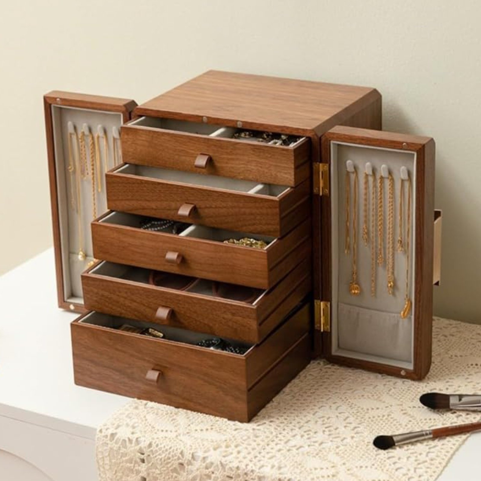 Wooden Jewelry Box New Chinese - Jewelry & Watches Spółka Z Ograniczoną Odpowiedzialnością บทวิจารณ์และราคา