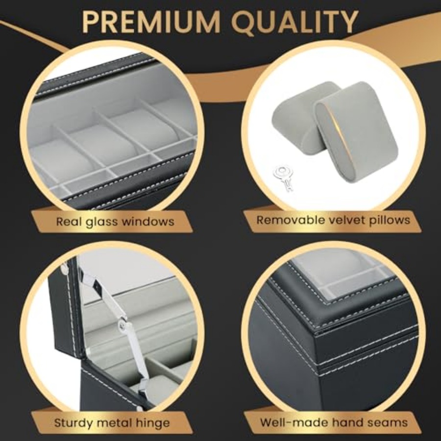 12 Slot PU Leather Lockable Wa - Jewelry And Watches Box บทวิจารณ์และราคา