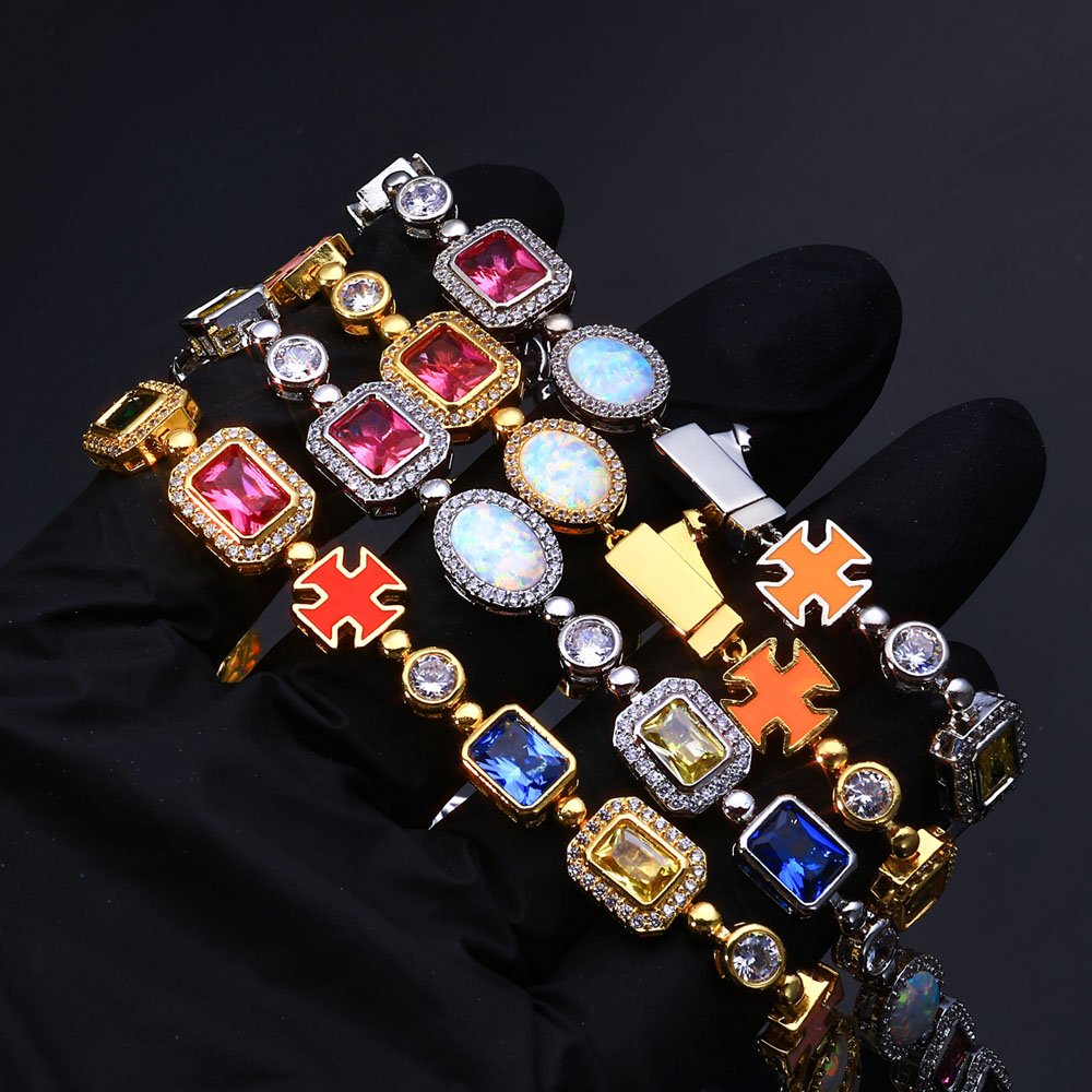 NY 10mm Colorful Gemstone Tenn - Tennis Bracelet Cubic บทวิจารณ์และราคา