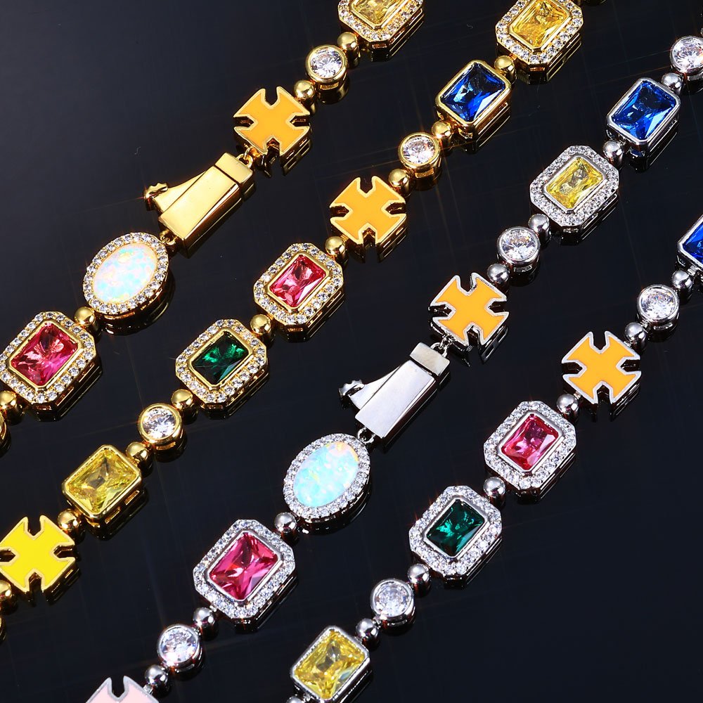 NY 10mm Colorful Gemstone Tenn - Tennis Bracelet Cubic บทวิจารณ์และราคา