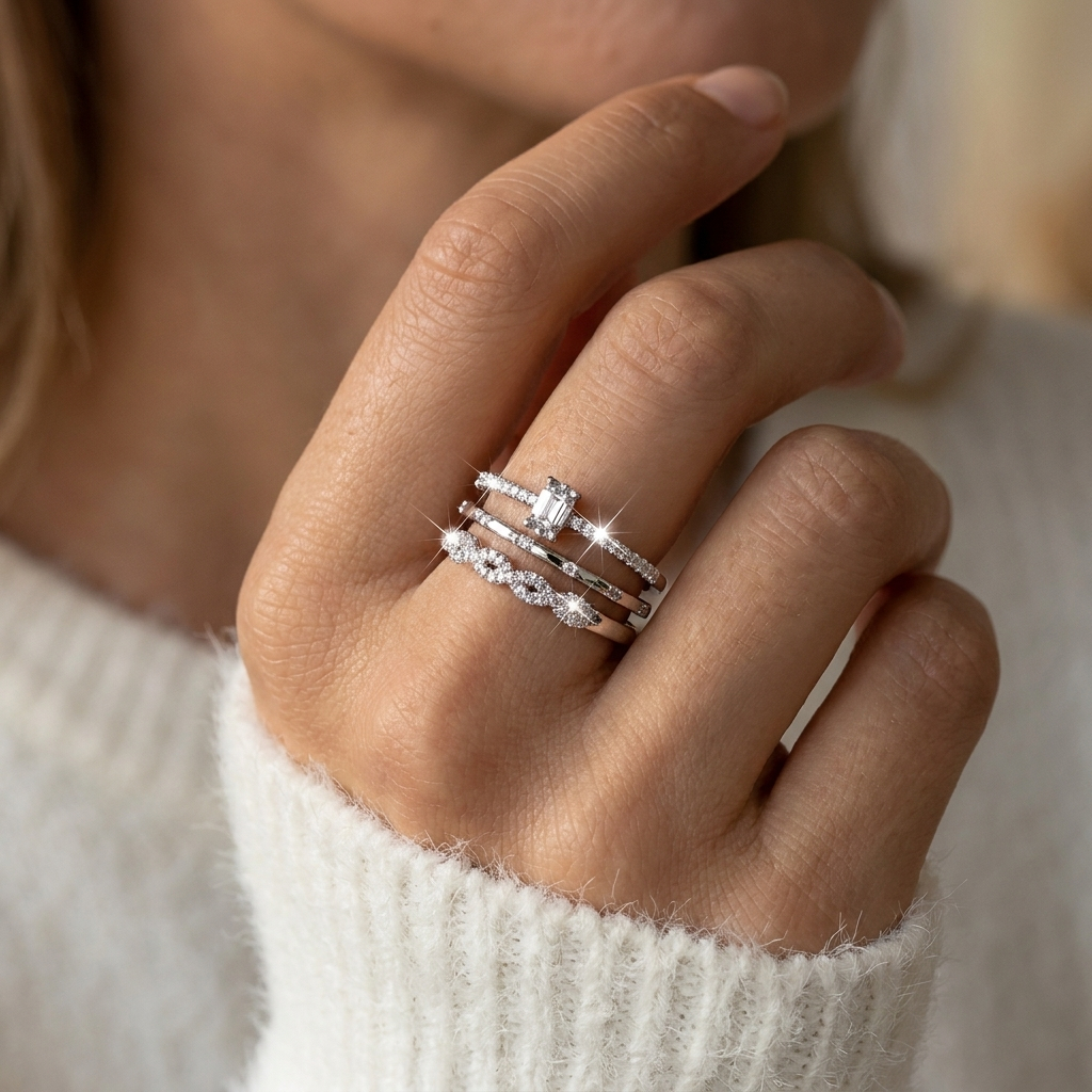 Sugar Cube Crushed Ice Cubic Z - Minimalist Ring Stackable บทวิจารณ์และราคา