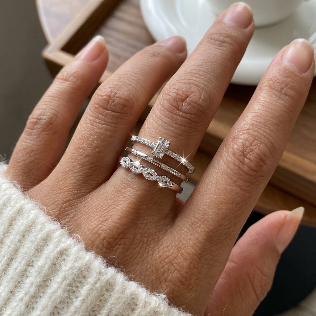 Sugar Cube Crushed Ice Cubic Z - Minimalist Ring Stackable บทวิจารณ์และราคา