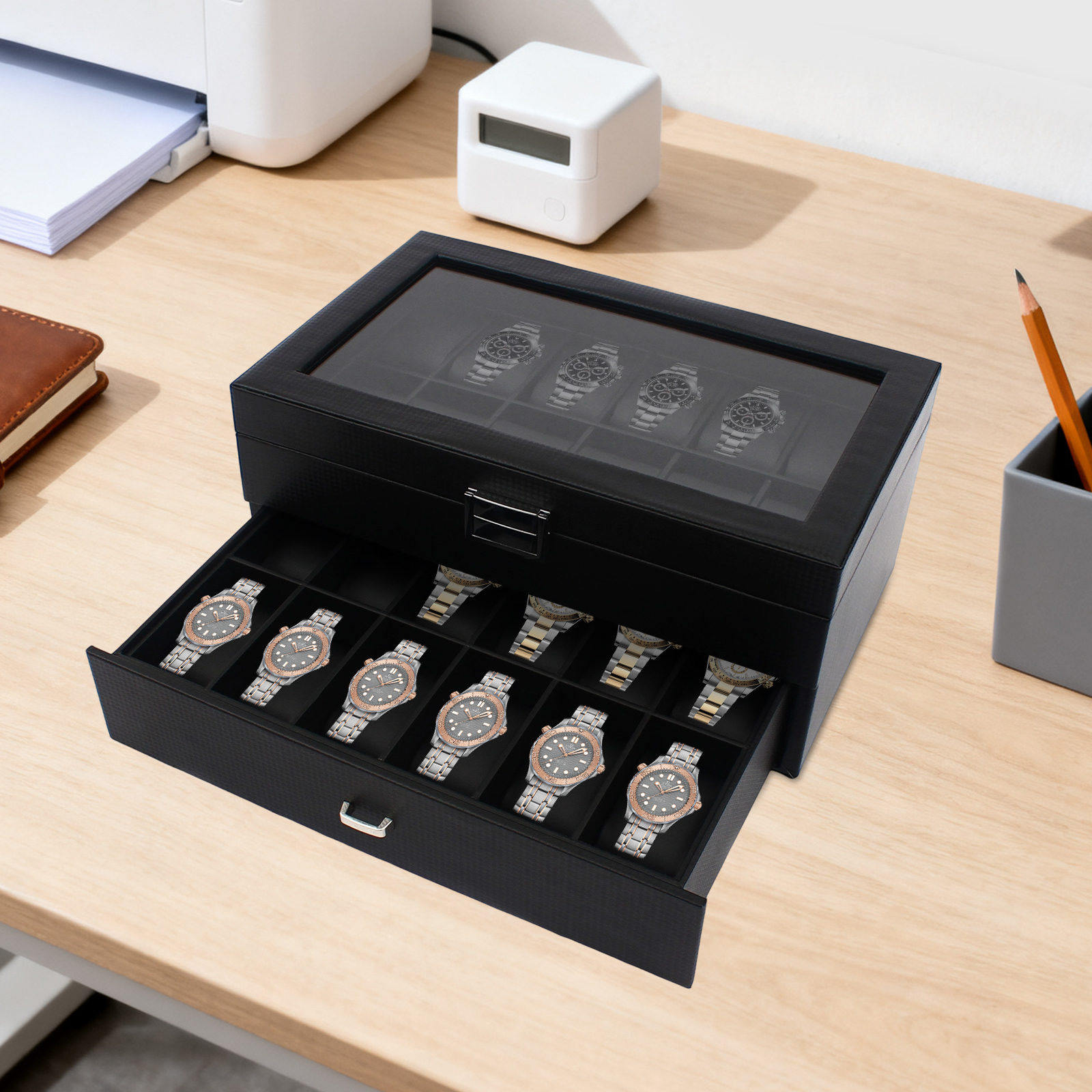 24 Slot Watch Storage Box Disp - Jewelry And Watches Box บทวิจารณ์และราคา