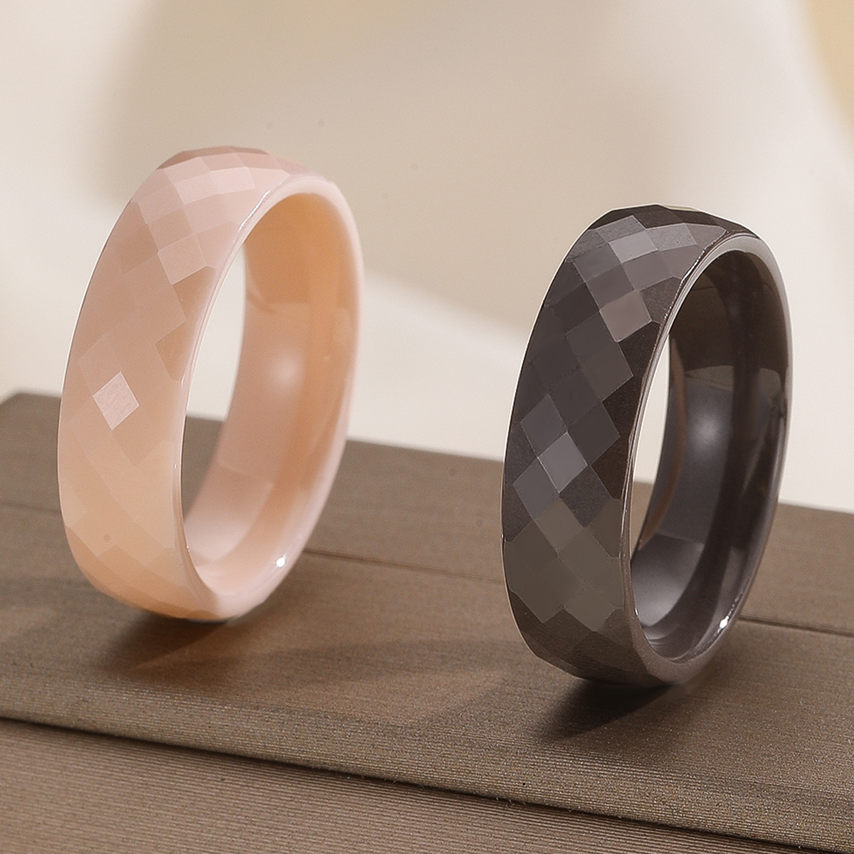 Geometric Cut Ceramic Stackabl - Minimalist Ring Stackable บทวิจารณ์และราคา
