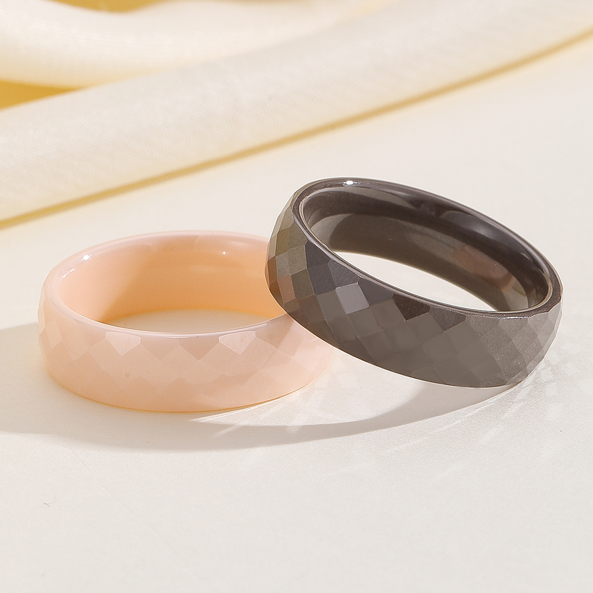 Geometric Cut Ceramic Stackabl - Minimalist Ring Stackable บทวิจารณ์และราคา