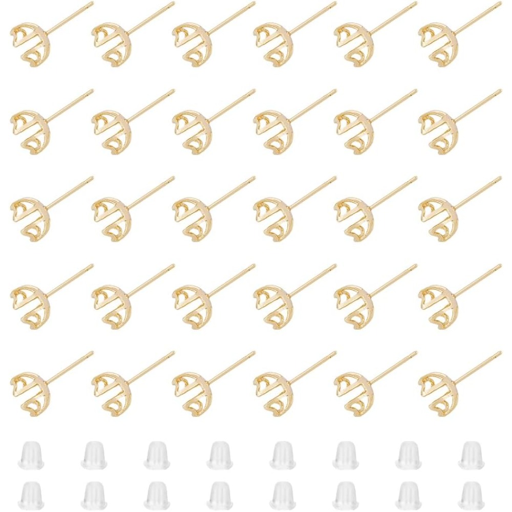 30Pcs Earring Mounting 4-Heart - Pearl Stud Earrings บทวิจารณ์และราคา