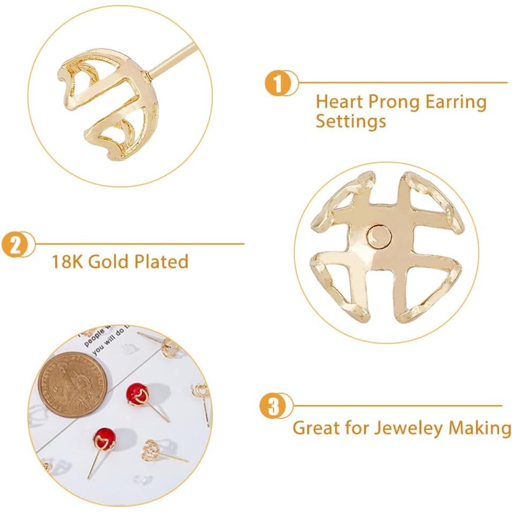 30Pcs Earring Mounting 4-Heart - Pearl Stud Earrings บทวิจารณ์และราคา