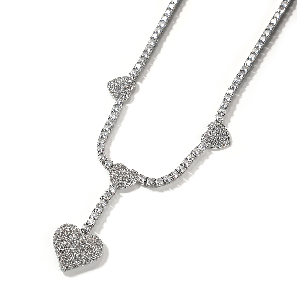 Uwin 4 Heart Necklace Drip Nec - Tennis Bracelet Cubic บทวิจารณ์และราคา