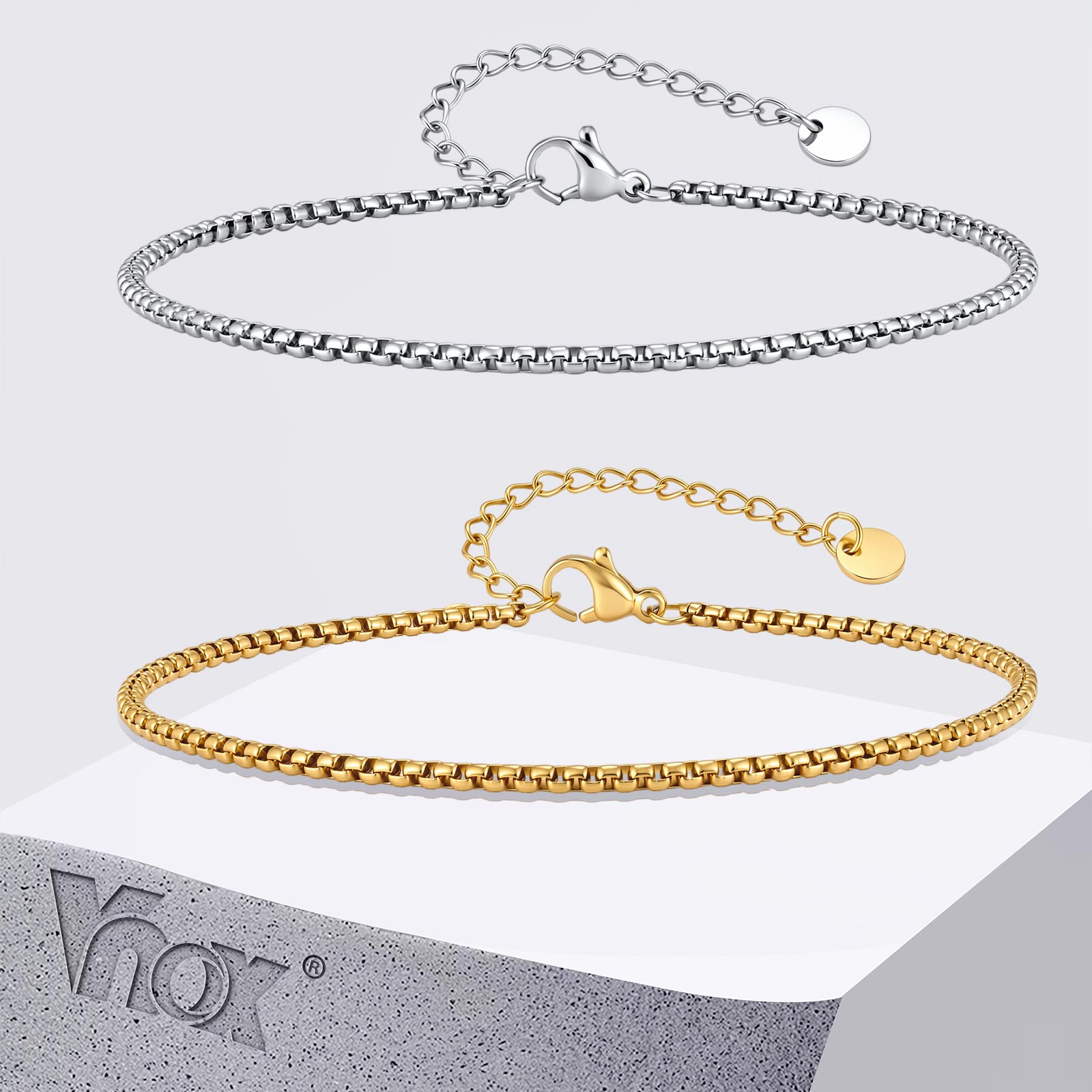 Vnox Stainless Steel Box Chain - Jc Jewelry & Watches Photos บทวิจารณ์และราคา