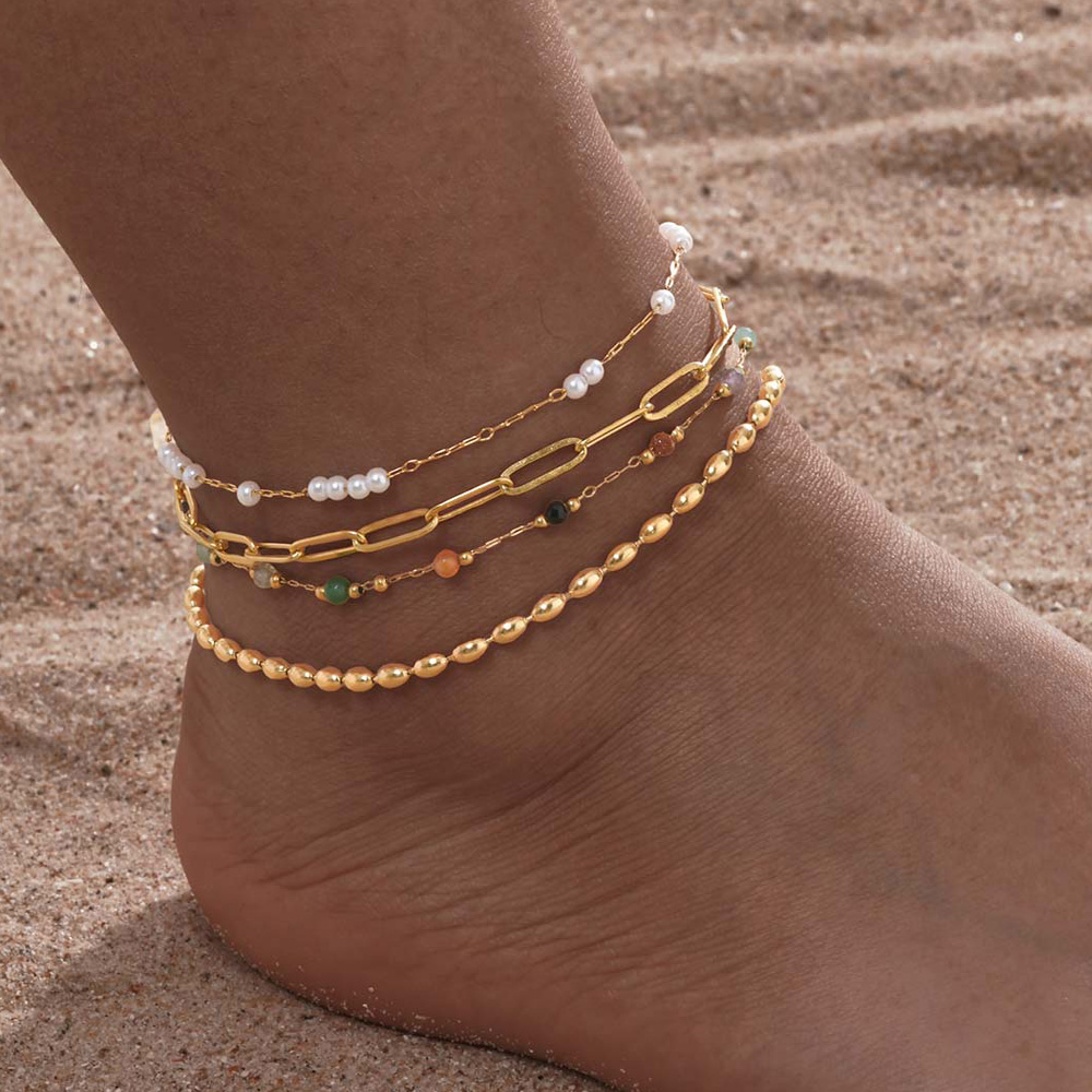 Stainless Steel Pearl Anklets  - Jc Jewelry & Watches Photos บทวิจารณ์และราคา