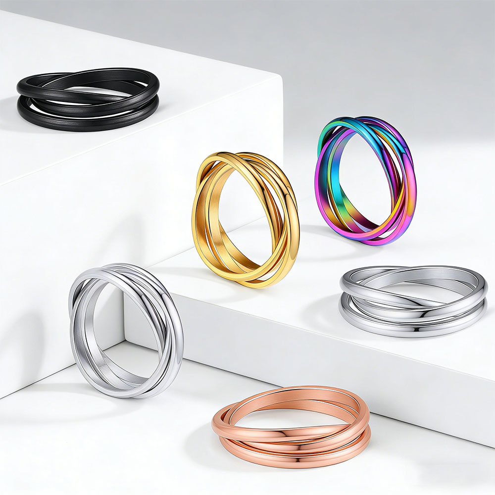 Stainless Steel Triple Interlo - Minimalist Ring Stackable บทวิจารณ์และราคา