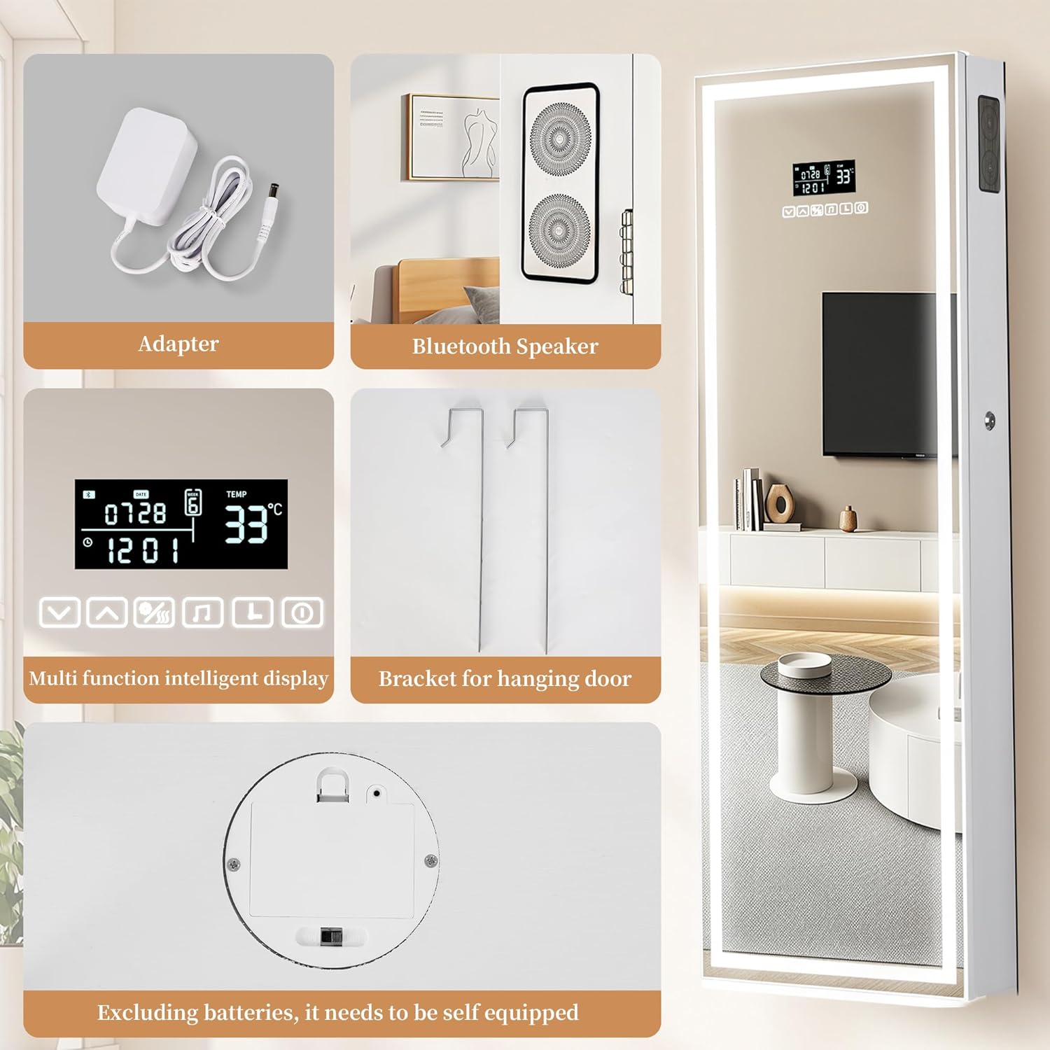 LED Mirror Jewelry Cabinet wit - Jewelry & Watches Spółka Z Ograniczoną Odpowiedzialnością บทวิจารณ์และราคา