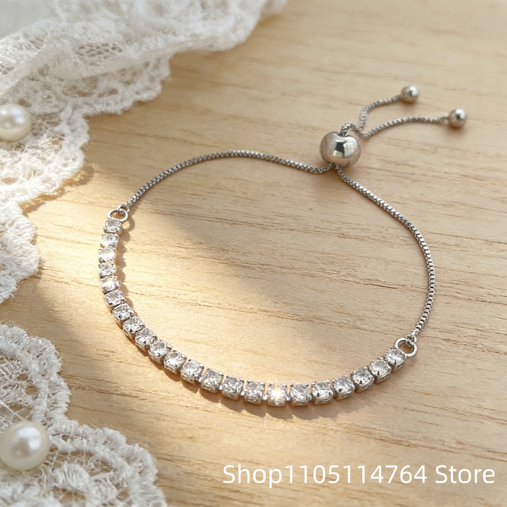 925 Sterling Silver Adjustable - Tennis Bracelet Cubic บทวิจารณ์และราคา