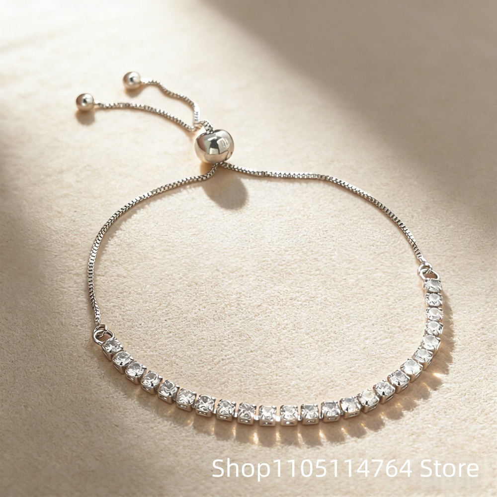 925 Sterling Silver Adjustable - Tennis Bracelet Cubic บทวิจารณ์และราคา
