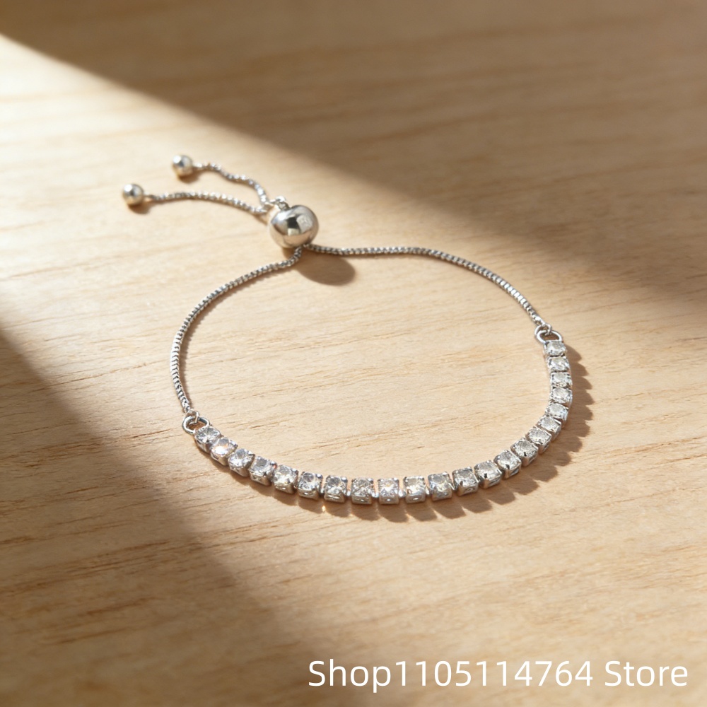 925 Sterling Silver Adjustable - Tennis Bracelet Cubic บทวิจารณ์และราคา