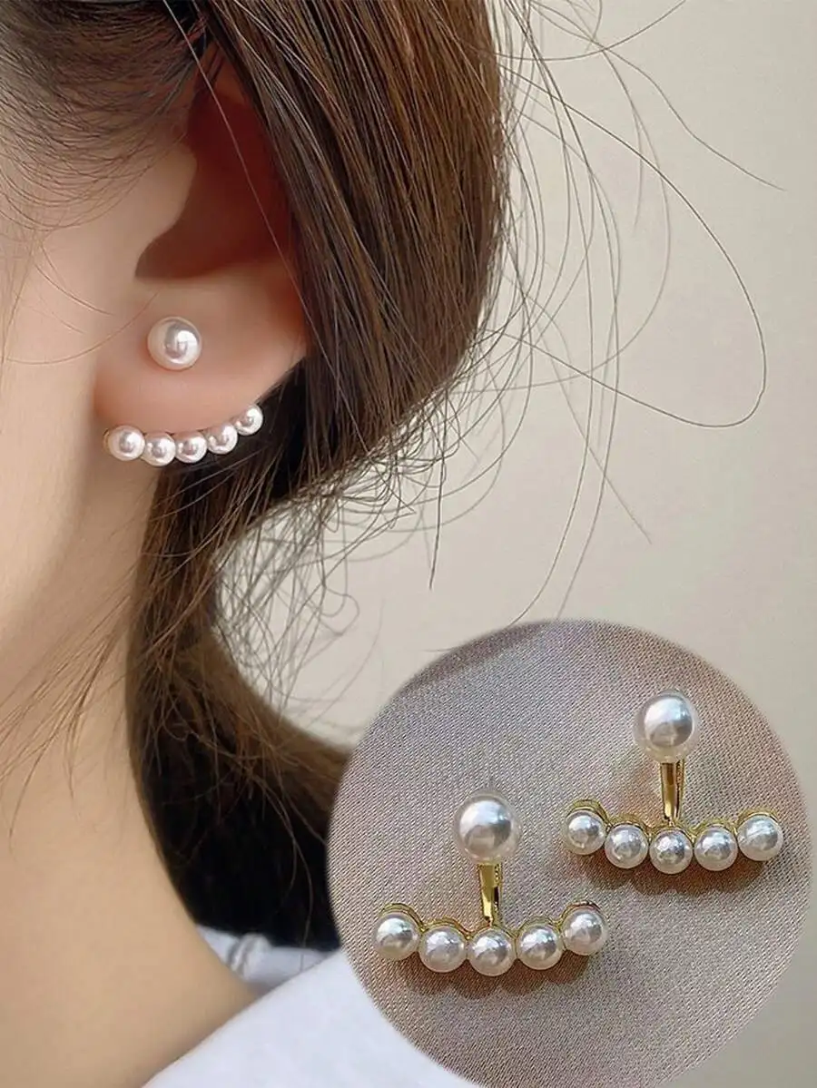 1pair Minimalist Heart Pearl S - Pearl Stud Earrings บทวิจารณ์และราคา