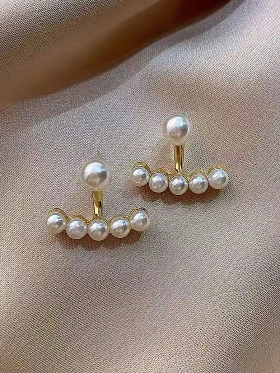1pair Minimalist Heart Pearl S - Pearl Stud Earrings บทวิจารณ์และราคา