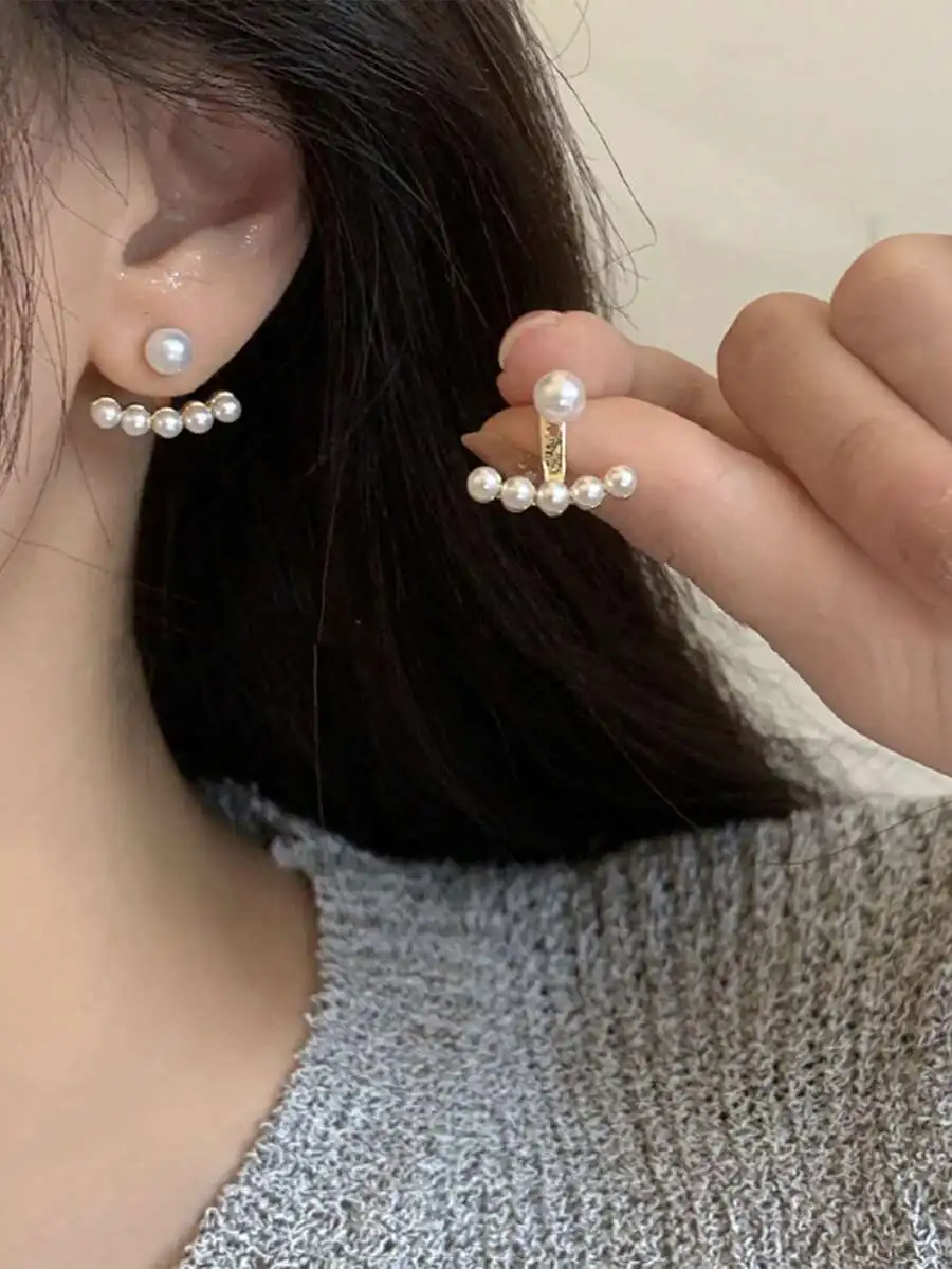 1pair Minimalist Heart Pearl S - Pearl Stud Earrings บทวิจารณ์และราคา