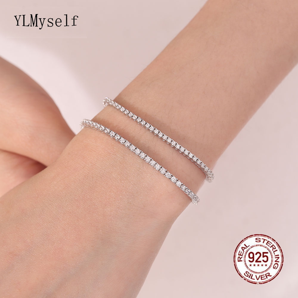 Real Silver 1.75mm/1.5mm White - Tennis Bracelet Cubic บทวิจารณ์และราคา