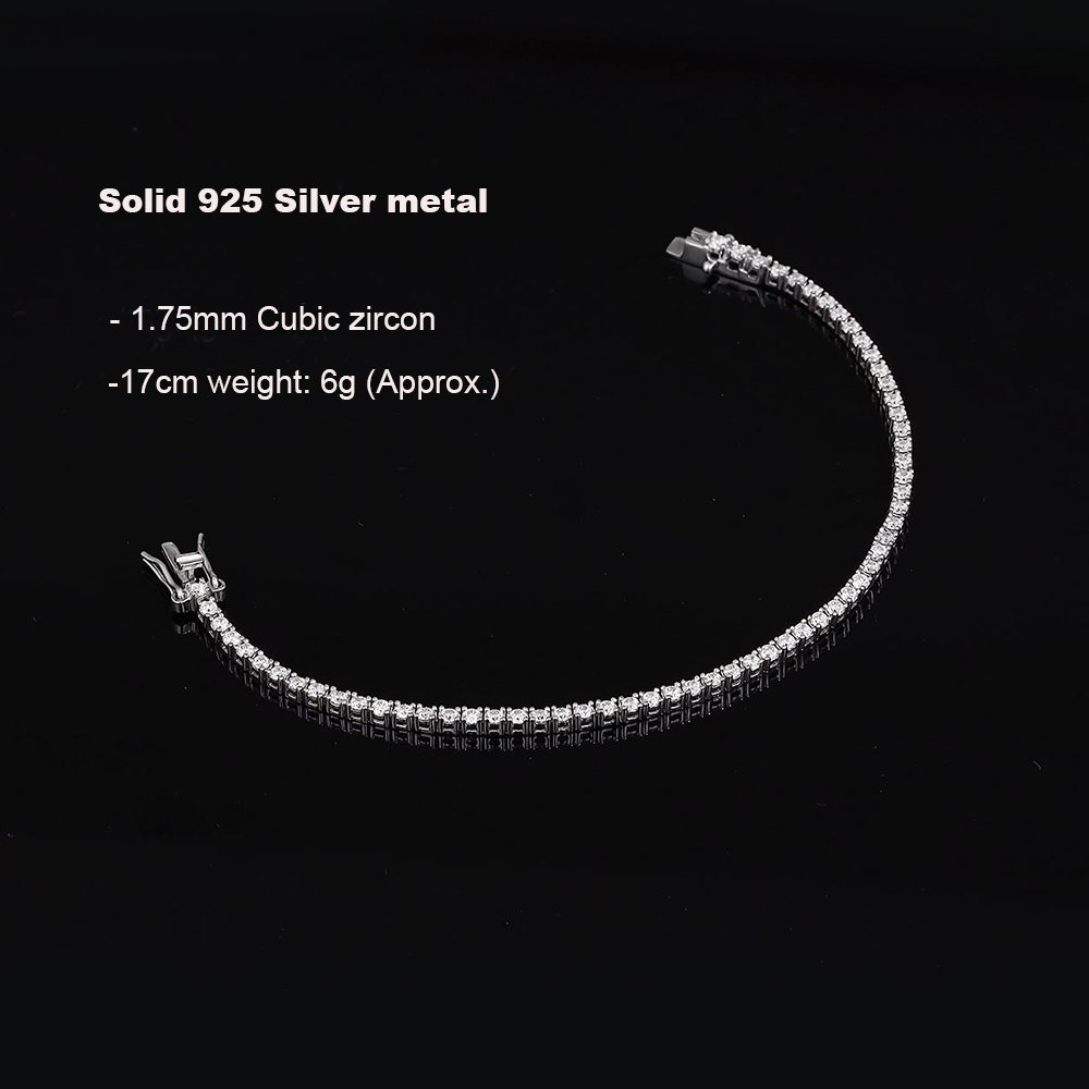 Real Silver 1.75mm/1.5mm White - Tennis Bracelet Cubic บทวิจารณ์และราคา