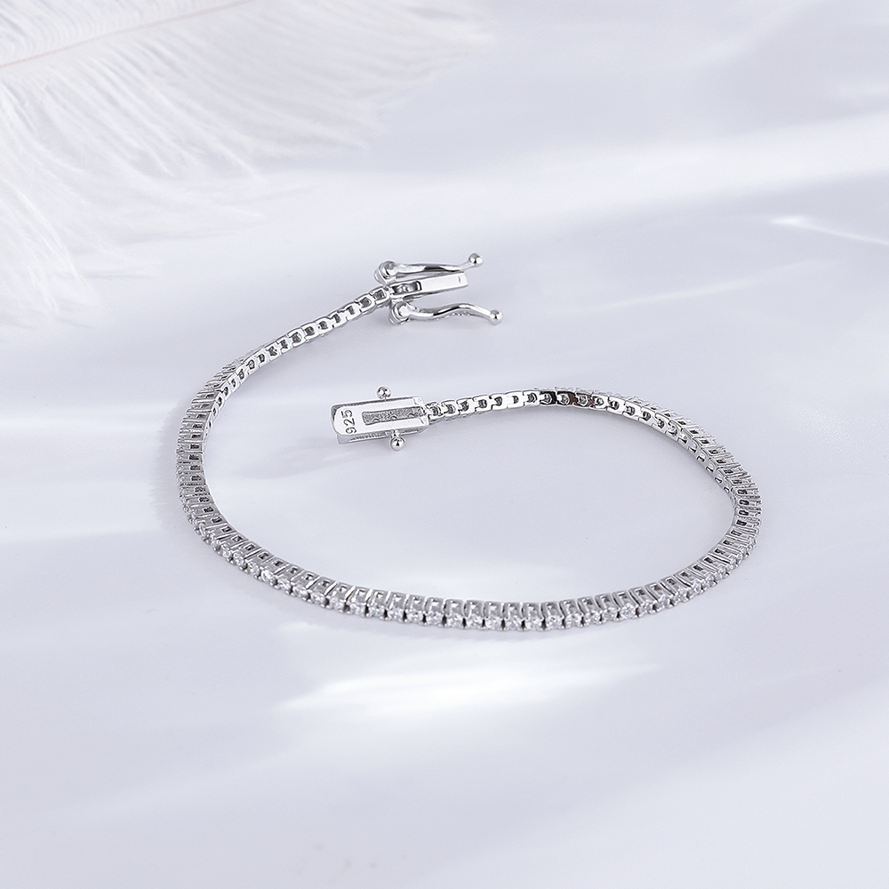 Real Silver 1.75mm/1.5mm White - Tennis Bracelet Cubic บทวิจารณ์และราคา