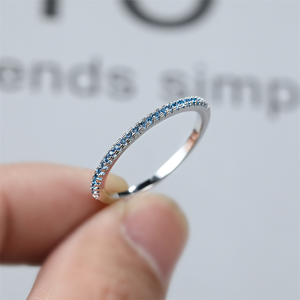 Aqua Blue Crystal Small Round  - Minimalist Ring Stackable บทวิจารณ์และราคา