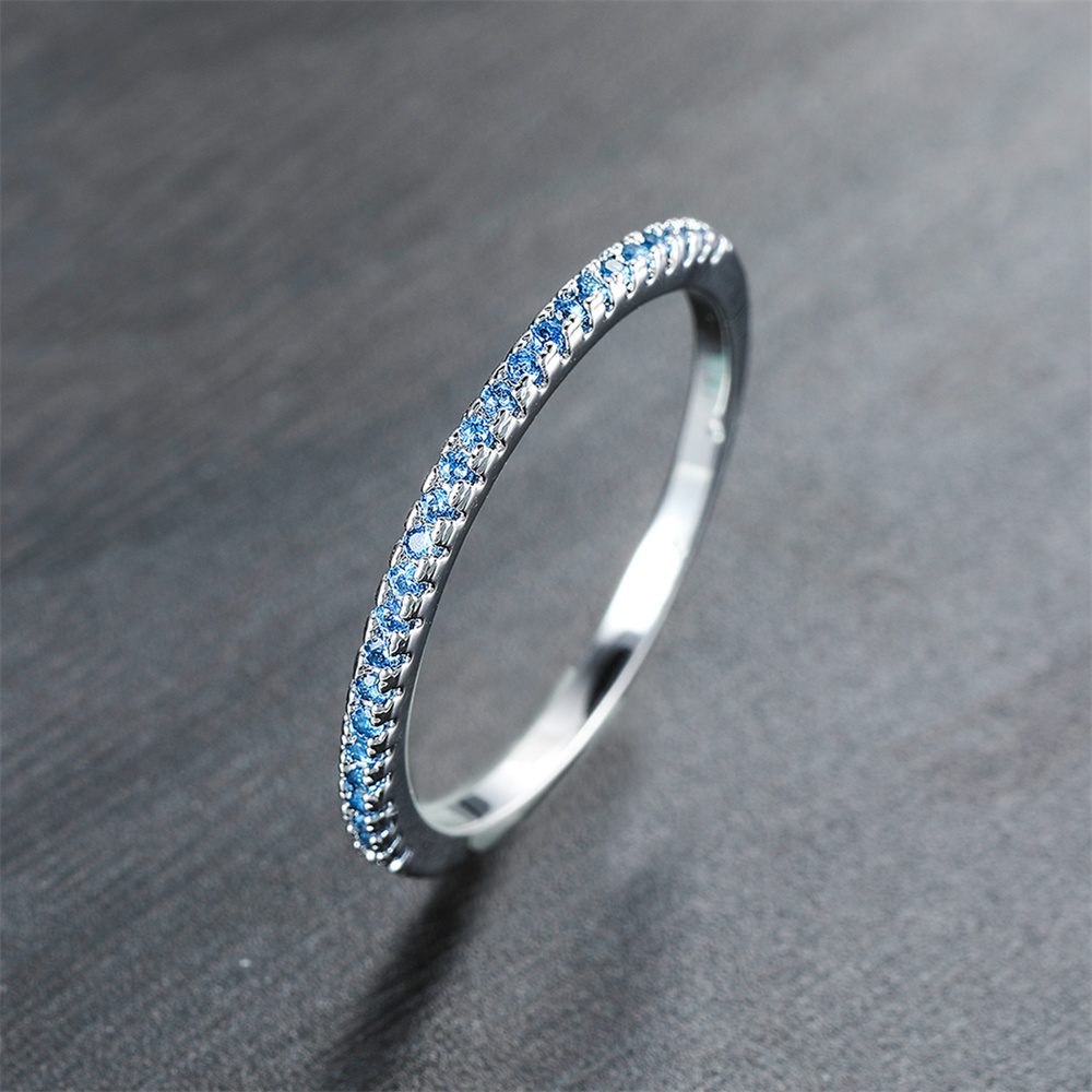 Aqua Blue Crystal Small Round  - Minimalist Ring Stackable บทวิจารณ์และราคา
