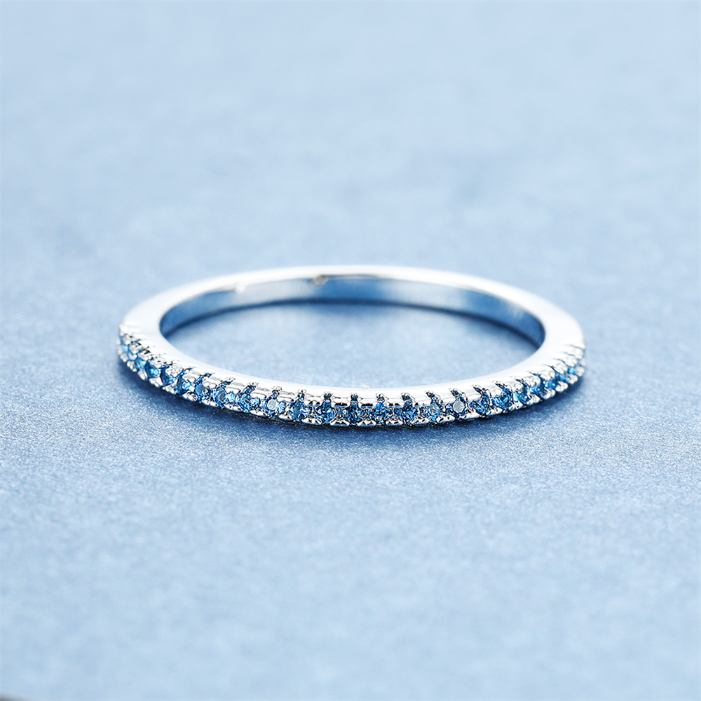 Aqua Blue Crystal Small Round  - Minimalist Ring Stackable บทวิจารณ์และราคา
