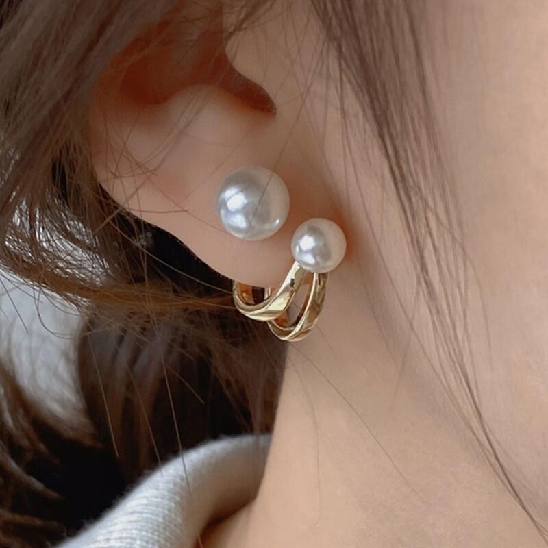 925 Silver Needle Korean Fashi - Pearl Stud Earrings บทวิจารณ์และราคา