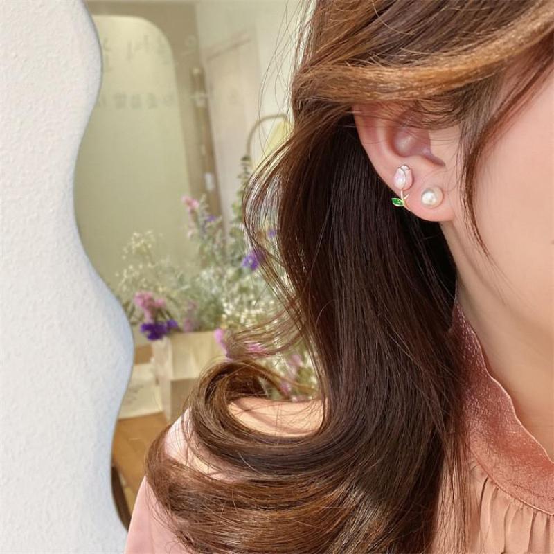 925 Silver Needle Korean Fashi - Pearl Stud Earrings บทวิจารณ์และราคา