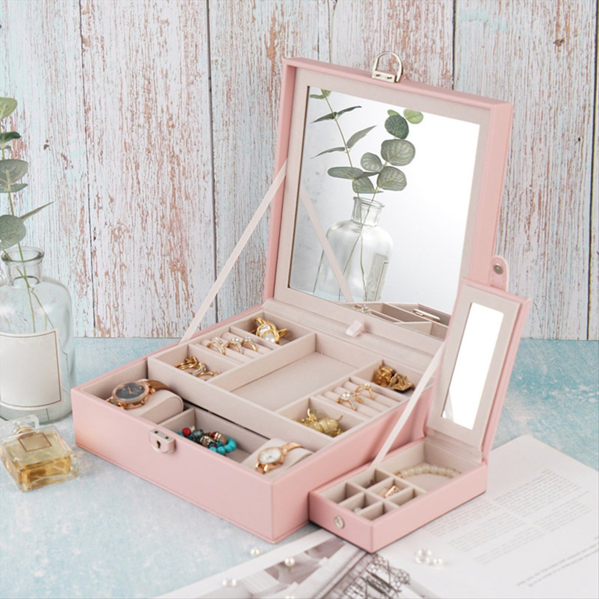 ABQR Girly Pink Jewelry Box Je - Jewelry & Watches Spółka Z Ograniczoną Odpowiedzialnością บทวิจารณ์และราคา