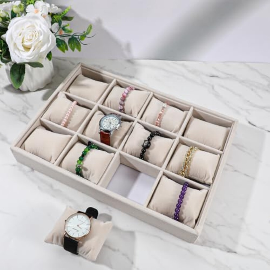 2 Pcs Beige Velvet Jewelry Org - Jewelry And Watches Box บทวิจารณ์และราคา
