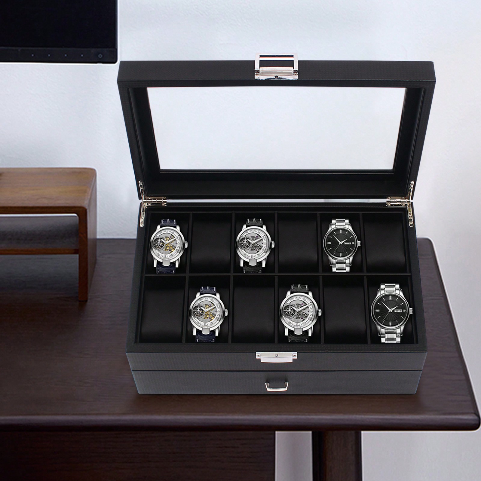 24 Slot Men Watch Display Case - Jewelry And Watches Box บทวิจารณ์และราคา