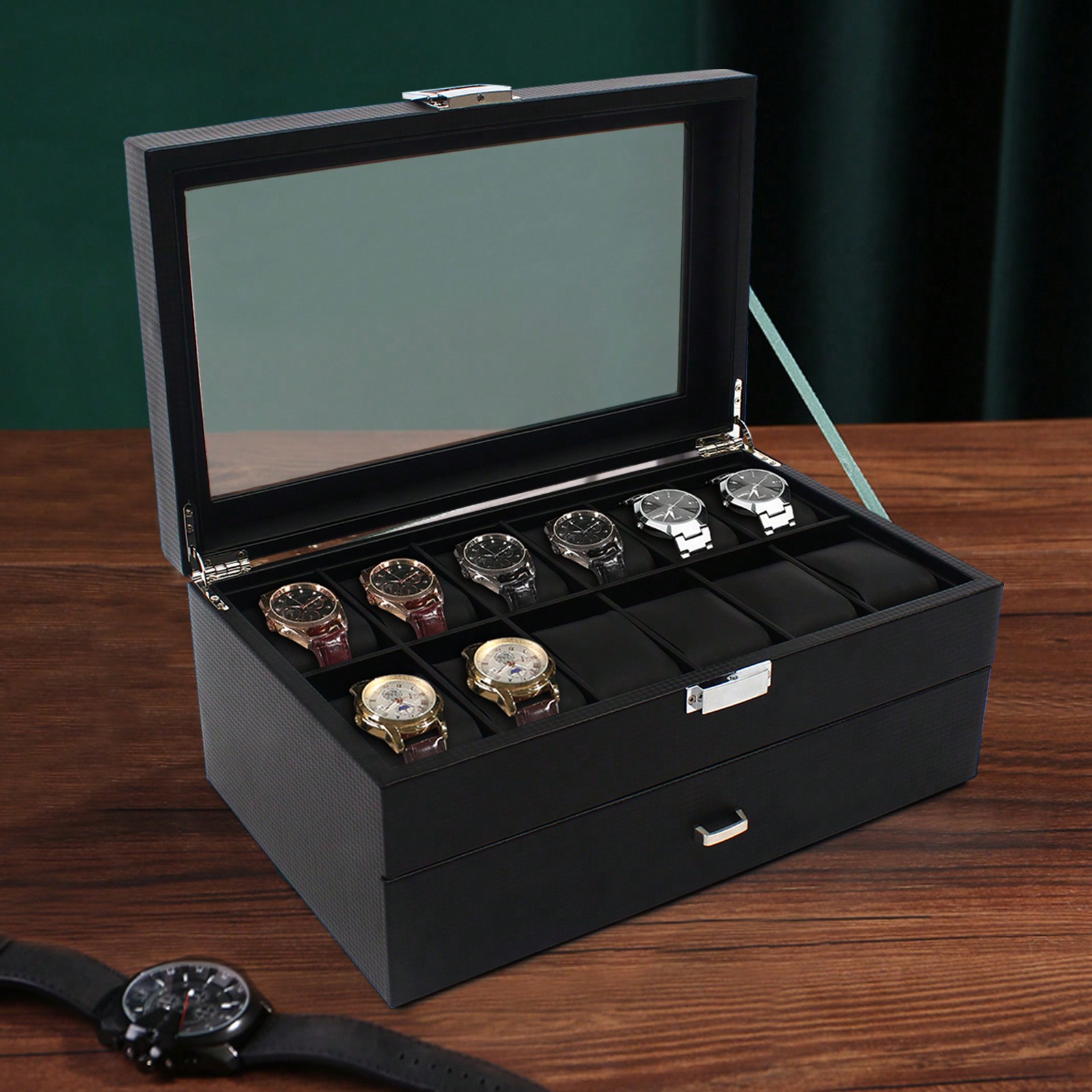 24 Slot Men Watch Display Case - Jewelry And Watches Box บทวิจารณ์และราคา